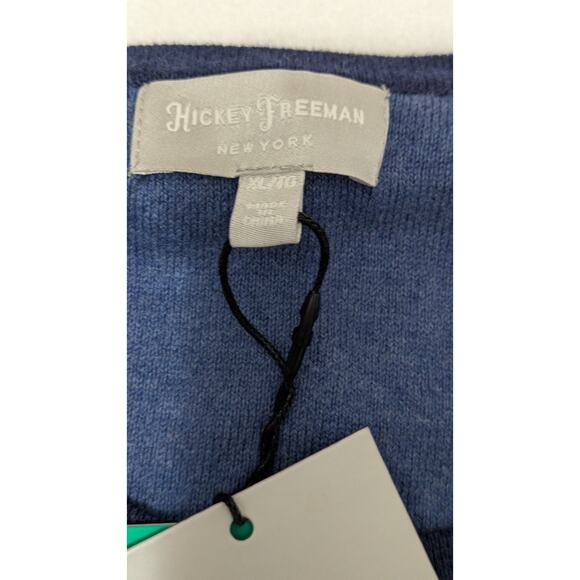 Hickey Freeman Mens Sz XL Pullover Blue Cotton Cashmere Crew Neck Sweater Preppy - Picture 4 of 6